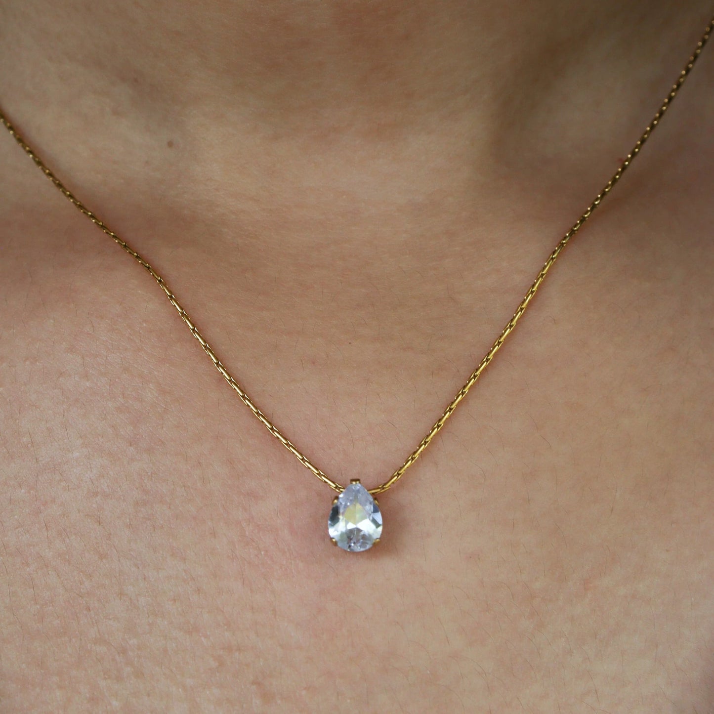 Zeya Teardrop Solitaire Necklace - HLN003